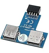 SinLoon 9pin USB 2.0 Female Pin Dual 2 Port USB Motherboard Header Adapter-T Type for PC (T)