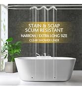 ZEMAHOME Narrow Long Clear Plastic Shower Curtain Liner, 36x79 Inch Thin Lightweight Transparent ...