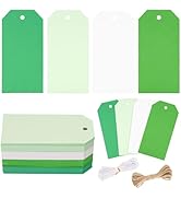 G2PLUS Gift Tags with String, 4 Colors Gradient Green Gift Tags, 120PCS Blank Paper Hanging Label...