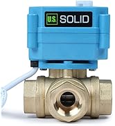 U.S. Solid 3 Way 1/2" Brass Motorized Ball Valve 9-24V AC/DC- Heavy Duty Multipurpose L Type Wate...