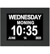 [2023 Newest] 8 Inch Extra Large Calendar Day Date Time Clock with Non-Abbreviated Day Month Deme...