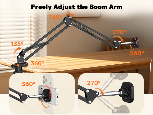 freely adjust the boom arm