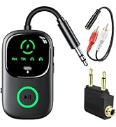LED Display 2 in 1 Bluetooth 6.0 Transmitter Receiver 3.5mm AUX Jack RCA Wireless Audio Adapter D...