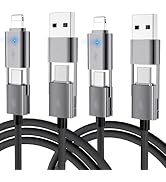 4 in 1 USB C Cable, 2Pack [Upgraded] Multi Fast Charging Cable Dual C to C Cable PD 65W 27W, [6FT...
