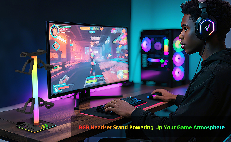 rgb gaming headset and controller stand