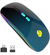 LED Wireless Mouse Bluetooth &amp;2.4GHz Instant Connection,Rechargeable Ultra Silent Slim,3 Adjustab...