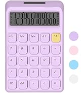 HUTUDD Cute Calculator, Calculators Desktop, Purple Calculator Big Buttons, Solar and Battery Dua...