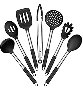 E-far Silicone Cooking Utensils Set, 7 Pcs Heat Resistant Kitchen Utensils with Stainless Steel H...