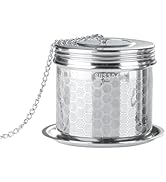 Tea Infuser Tea Strainer for Loose Tea, Stainless Steel Tea Ball with Chain Hook and Drip Tray, E...