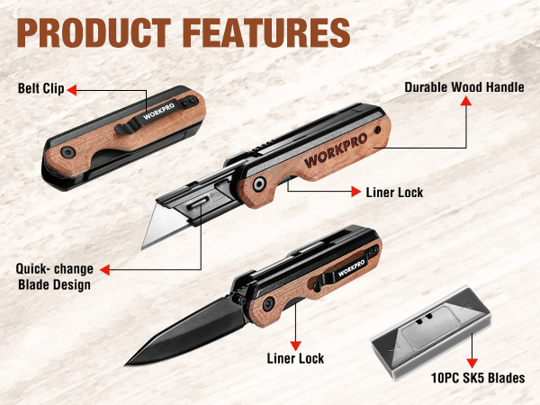 utility knife box cutter opener folding razor blade belt pocket heavy duty camping quick change