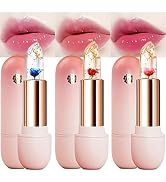 MooGlamor 3 Pcs Flower Lipsticks Clear Jelly Lip Tint Set with Temperature Change Color and Moist...