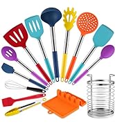 HOTEC Heat Resistant Silicone Kitchen Utensils, Cooking Utensil Set, Spatula Set, BPA Free, Kitch...