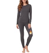 Thermal Underwear Set for Women Fleece Lined Winter Clothes Long Johns | Long Sleeve Top &amp; Leggin...