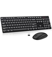 Wireless Keyboard and Mouse Combo, EDJO Silent Full Size Cordless USB Keyboard Mouse, 2.4GHz Lag-...
