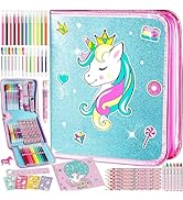 Unicorn Washable Markers Set with Glitter Pencil Case, Art Supplies for Kids Ages 4 5 6 7 8 9 10 ...