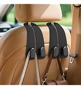 Fitnice Car Seat Headrest Hooks - 4 Pack Universal Car Purse Hook, Leather Car Bag Purse Holder w...