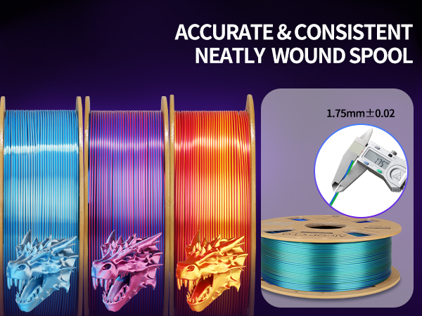 Dual Color Silk PLA 3D Printer Filament 1.75mm Silk Filament 1KG