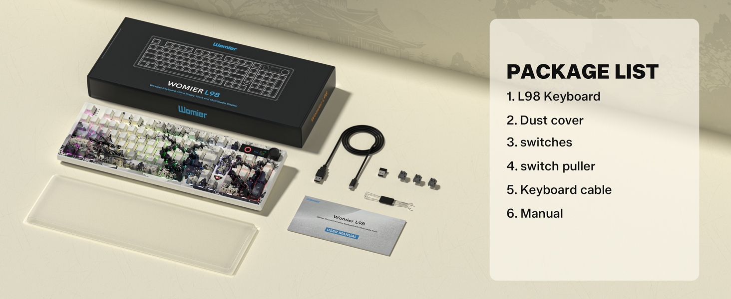 Womier L98 Retro Wireless Mechanical Creamy Keyboard with TFT Screen&amp;amp;Knob