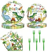 96 Pcs Dinosaur Plates and Napkins Dinosaurs Party Supplies Dinosaur Theme Party Decorations Birt...