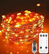 QBIS 100 Red, Orange &amp; Yellow LEDs, fairy lights for bedroom with Remote, twinkle lights plug in ...