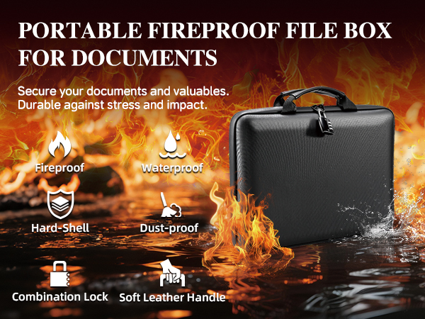 Fireproof Document Box File Organizer