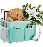 Frjjthchy Bedside Storage Organizer 5 Pockets with 4 Hooks Hanging Storage Bag for Headboards/Bun...