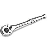 DURATECH 1/2-Inch Drive Ratchet, 90-Tooth Quick-release Ratchet Wrench, Reversible, Chrome Alloy ...