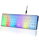 CHONCHOW Mini 60% Gaming Keyboard, Rainbow RGB Backlit 68 Keys Small Compact Keyboard, Transparen...