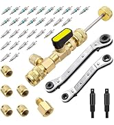 TWTADE Valve Core Remover Installer Tool &amp; HVAC Service Wrench Kit with 2PCS Hex Bit Adapter, Dua...