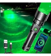VASTFIRE USB-C Rechargeable Green Flashlight Zoomable 1000 Yard Pressure Switch Scope Rail Mount ...