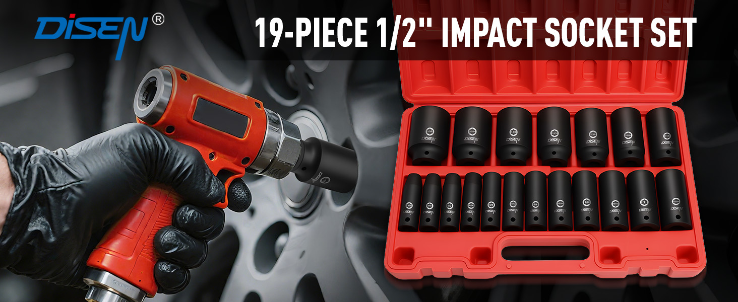 Impact Socket Set 1/2 Inches 19 Piece