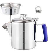 Multi Use Percolator Coffee Pot Stainless Steel Stove Top Coffee Maker with Two Tough Borosilicat...
