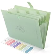 SKYDUE Expanding File Folder with 5 Pockets, Aesthetic Accordion File Organizer, Portable Documen...
