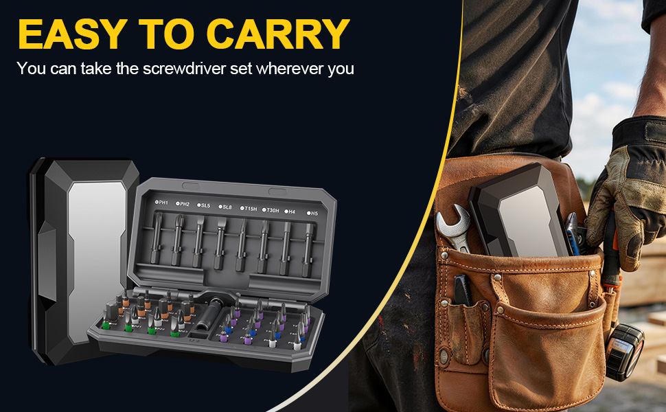 Multi-head Precision Screwdriver T-handle Detachable S2 Steel Bits Portable Repair Tool