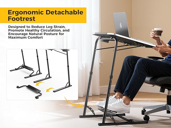 Posture-Improving Footrest that reduces leg pressure and bumps that simulate a massage.