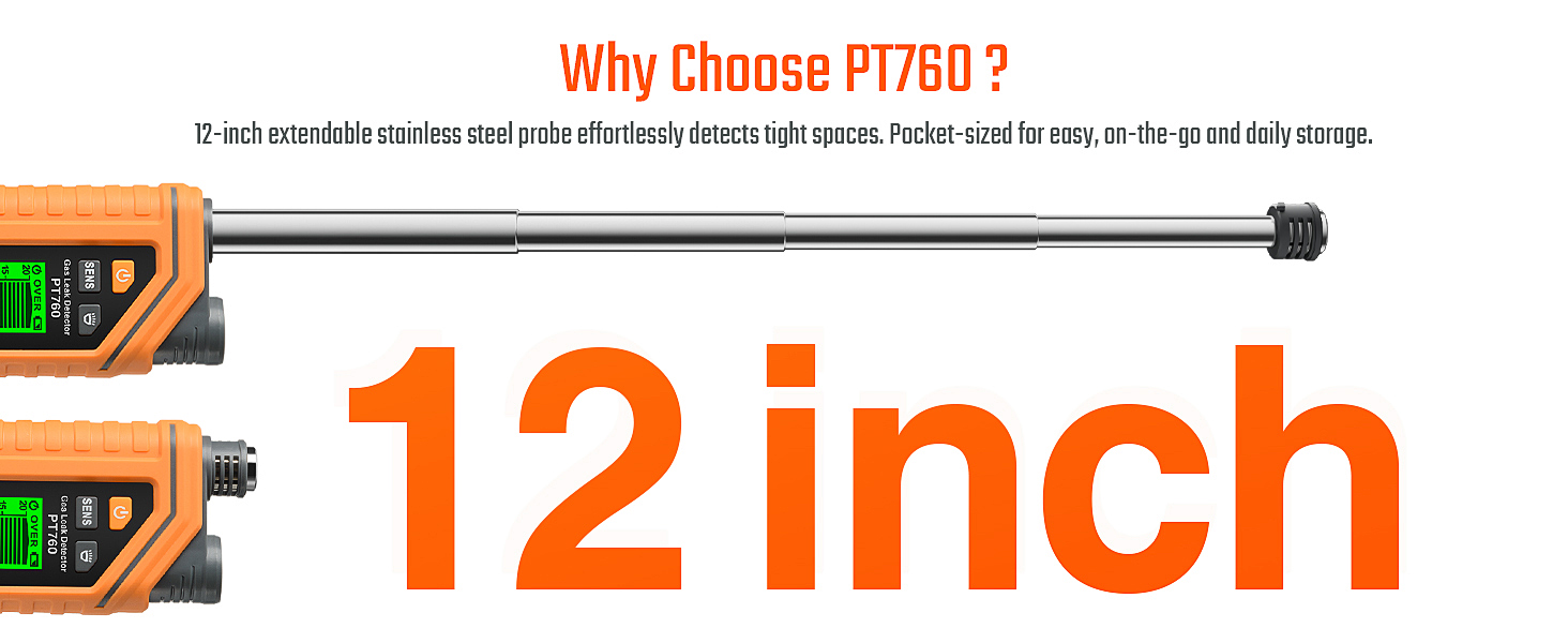 PT760 Gas detector with 12inch Extendable Probe