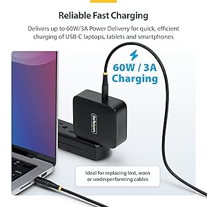 USB-C Charging Cable, 60W (3A) PD, Dual-Layer Braided Nylon/TPE Jacket