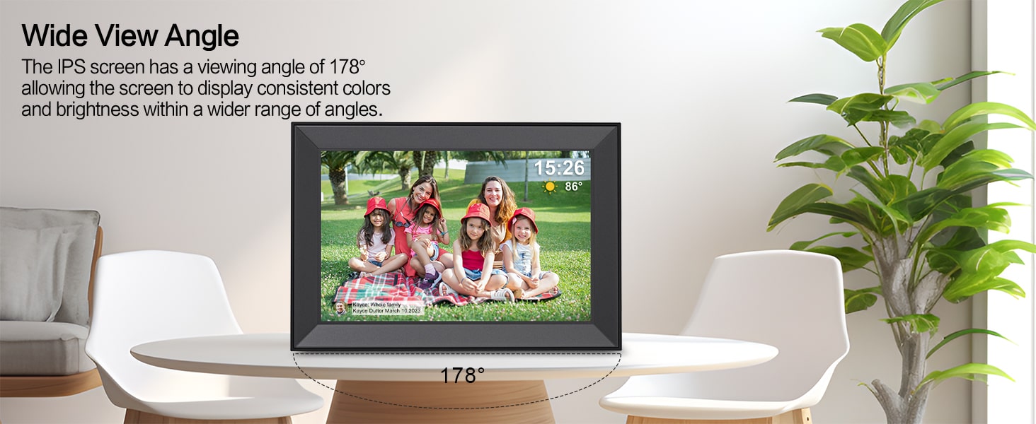 178° wide viewing angle for clear photos from any side.