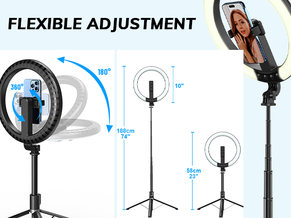 vlogging kit tripod for iphone, ring light with phone holder for video recording
