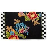 MACKENZIE-CHILDS Bath Rug, Bath Mat for Bathroom Use, Cotton Rug, Black Flower Market