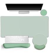 LIMKRIAN Sage Green Mouse Pad Set, XXL Desk Matt for Desktop Decor | Ergonomic Keyboard Support &amp;...