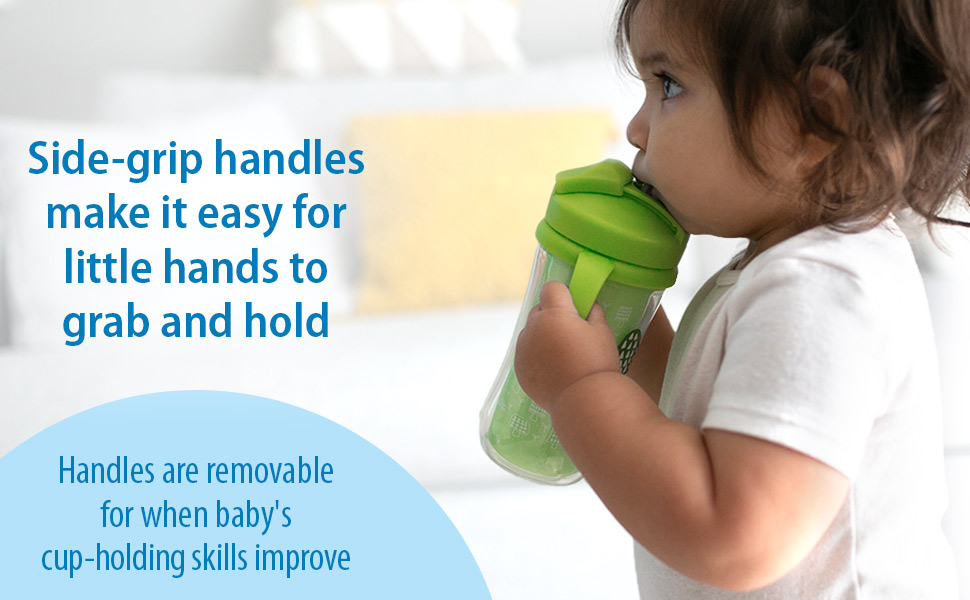 Side-grip handles make it easy for little hands to grab and hold - Handles are removable 