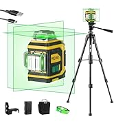 PREXISO Rechargeable 360° Self Leveling Green Laser Level with Tripod, Magnetic Base, Glasses - F...