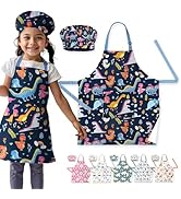 VITA ELEGANTE Kids Apron With Pocket &amp; Chef Hat - Water Resistant Toddler Apron
