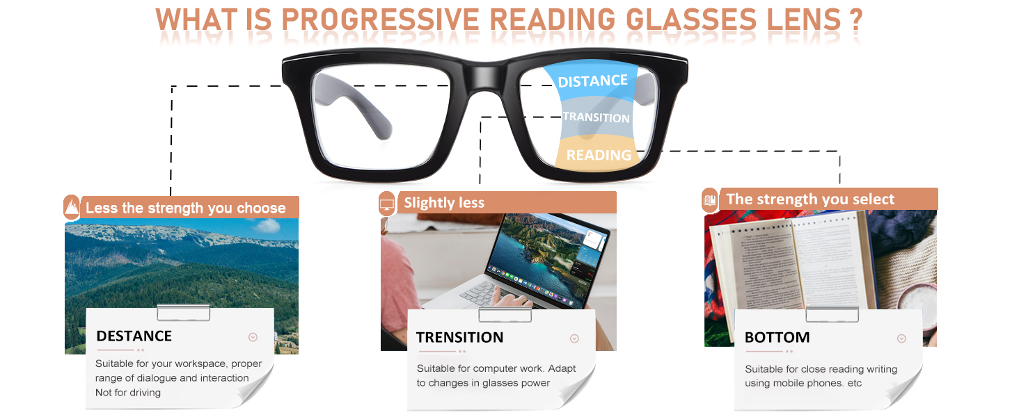 multifocus progressive reading glasses women men square fashion readers