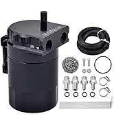 EVIL ENERGY Baffled Oil Catch Can,Oil Separator Catch Can 300ml Universal Aluminum Black