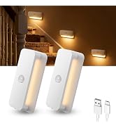 Rechargeable Motion Sensor Night Light 2-Pack,Stair Lights Indoor,Wireless Stick on Anywhere Hall...
