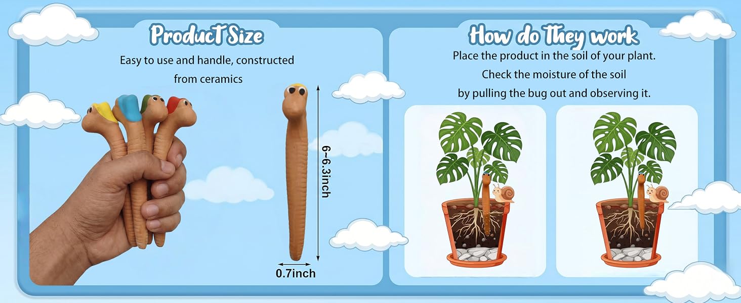 Fun Water Gauge and Moisture Sensor for Houseplants, Gardening Watering Monitor Decor