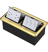 KYHSHJ Dual Pop-Up Floor Electrical Outlet Box Kit,20 Amp Stainless Steel TR Tamper-Resistant Dup...