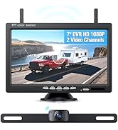 eRapta Wireless Backup Camera with 7” DVR Monitor for Trucks, 2 Channels, HD1080P Front/Rear View...